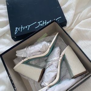 Ellen pearl bridal chunky block heels with translucent strap something blue